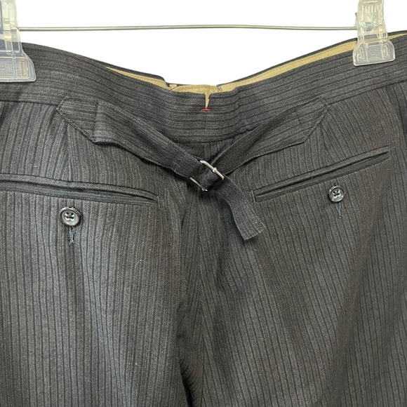 Banana Republic Heritage Wool Blend Button Fly Pinstripe Trousers Black 34/32 - Picture 9 of 15